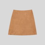 Camel skirt suede-front view 2