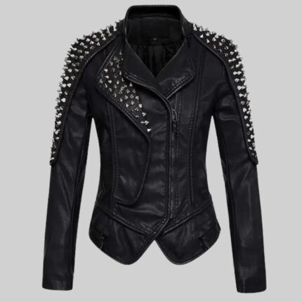 Front view-of a punk studded leather jacket