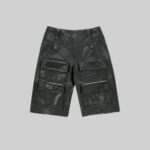 Another front view-of mens leather cargo shorts