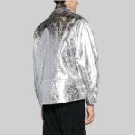 Back view of a chic-metallic leather jacket