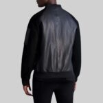 Back view of a stylish-suede leather jacket for men