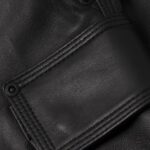 Closeup view-of leather utility shorts