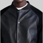 Detailed closeup of a-suave leather jacket for gentlemen