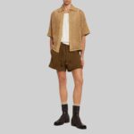 Full view-of fashionable brown suede shorts