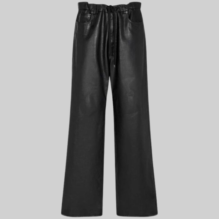 Loose fit men's leather pants-front view 2