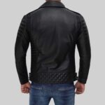 Mens leather biker jacket-view 4