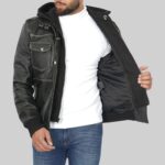 Mens leather bomber jacket-front view 3