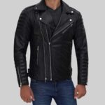 Mens leather motorcycle jacket-view 5