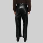 Mens straight leg leather pants-back view