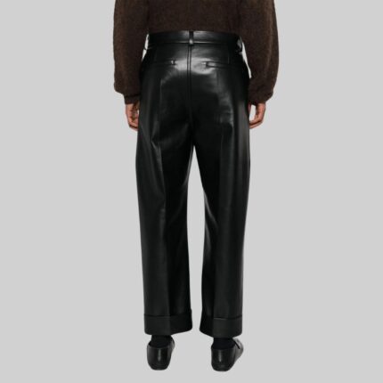 Mens straight leg leather pants-back view