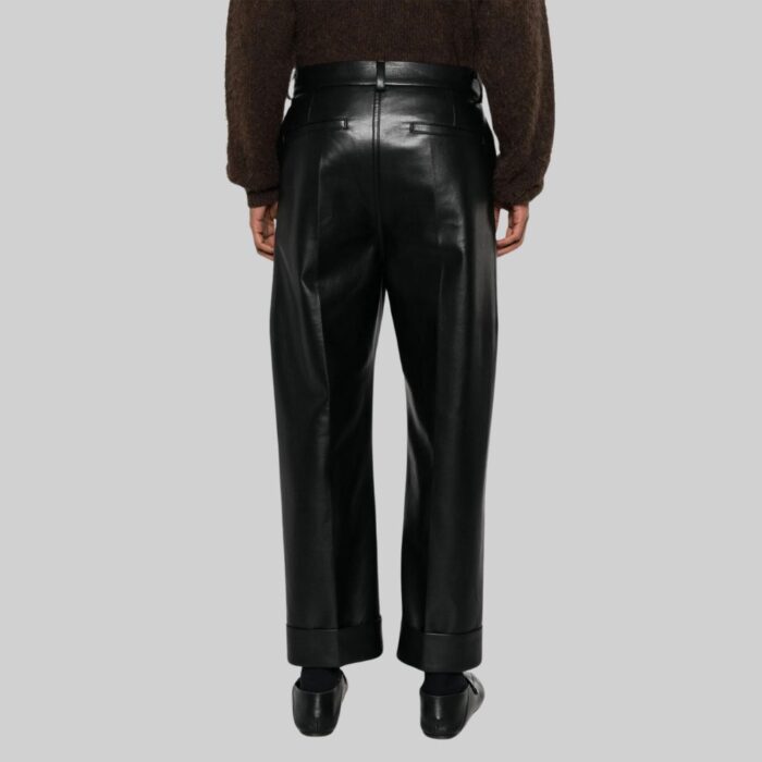 Mens straight leg leather pants-back view