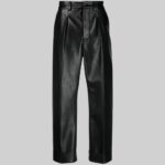 Mens straight leg leather pants-front view 2