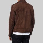 Rear view of the rugged-suede motorcycle jacket for gentlemen