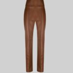 Another front view of-women brown leather pants