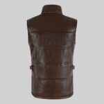 Back view of a trendy-quilted leather vest