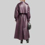 Back view of the sophisticated-purple leather coat for women