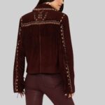 Back view of the-women's suede western jacket