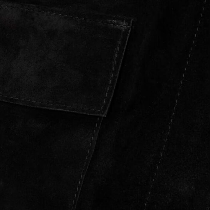 Black suede outerwear for women texture-closeup