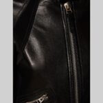 Closeup of-cropped black leather jacket