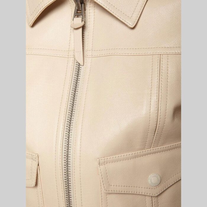 Closeup of-cropped leather biker jacket for women