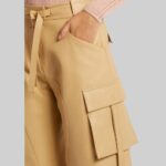 Closeup of-women leather cargo pants