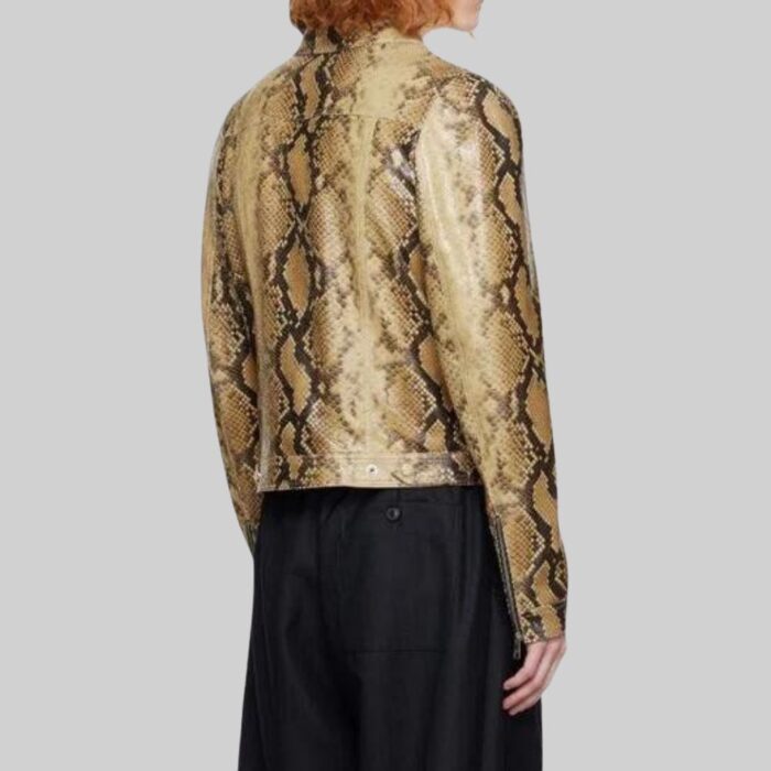 Back view of a-men's snake leather jacket