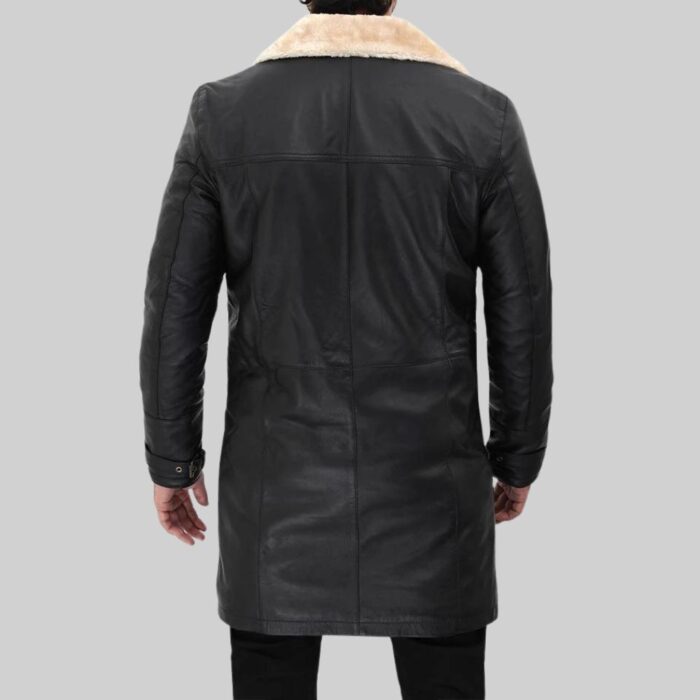 Mens fake shearling coat-back view