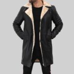 Mens synthetic shearling coat-front view 1