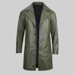 Mens green leather coat-view 4