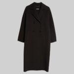 Black double-breasted wool coat-without model