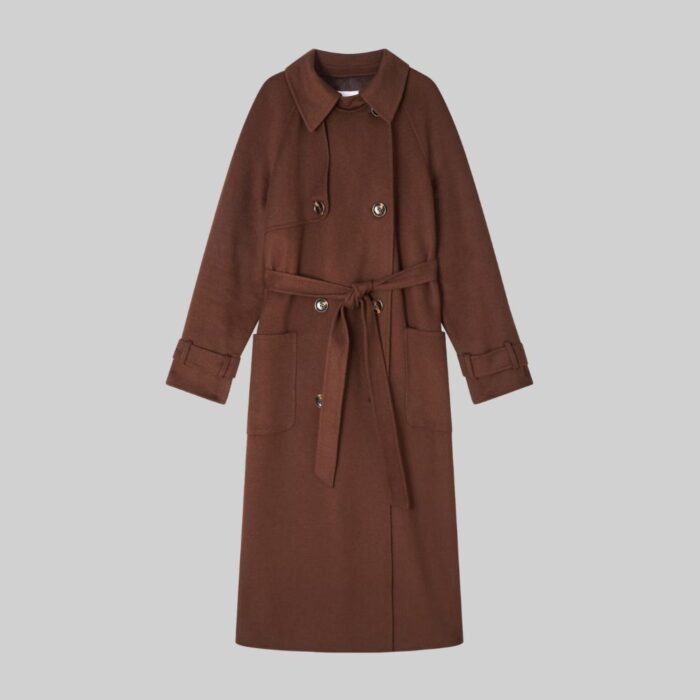 Brown wool coat-front view without model