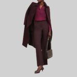 Womens purple wool coat-front view pose 3