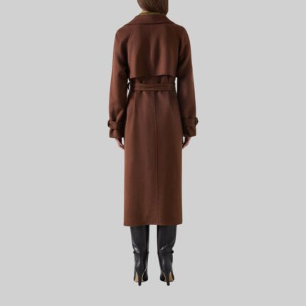 Women's wool coat brown-back view