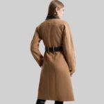 Women's wool maxi coat-back view