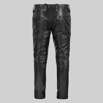 Back-view-of-mens-black-leather-pants