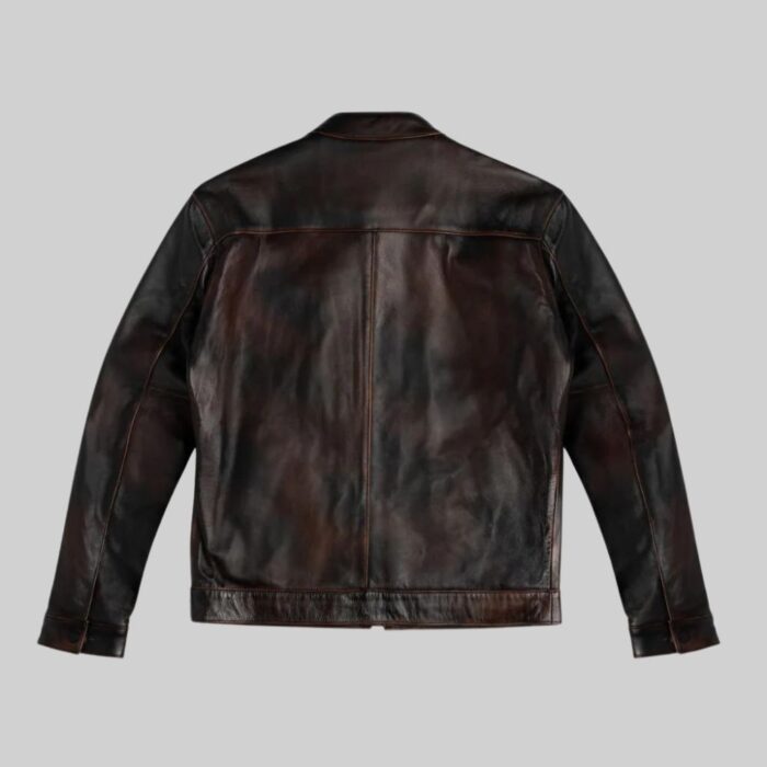 Black leather jacket for men-back view