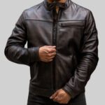 Black leather jacket for men-front pose 3