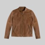 Brown leather jacket for mens-front view 2