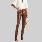 Croc-embossed-leather-pants-for-women-front-view