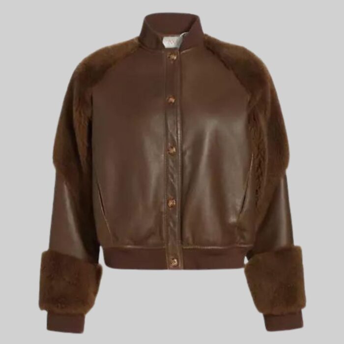 Front view of cropped aviator jacket-without model