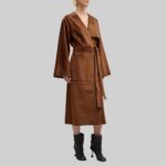 Front-view-of-women's-suede-trench-coat