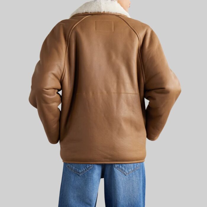 Leather-shearling-coat-womens-back-view