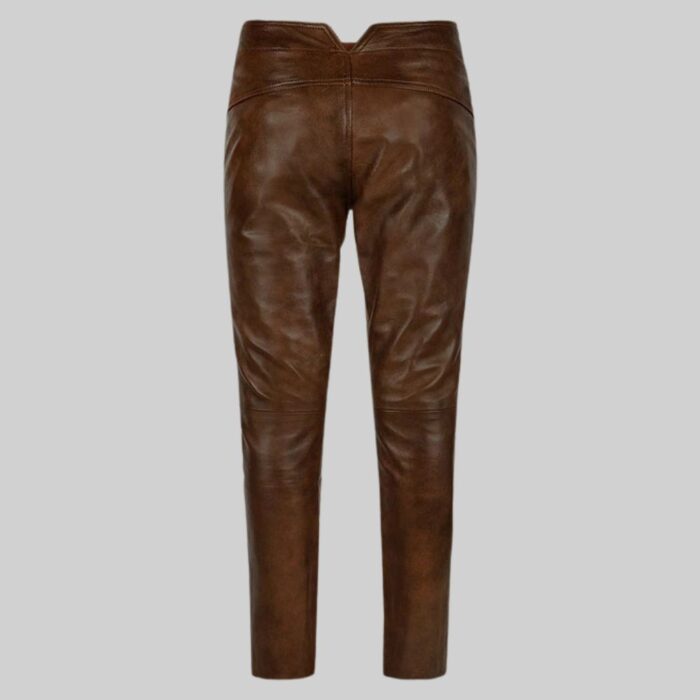 Mens-brown-leather-pants-back-view