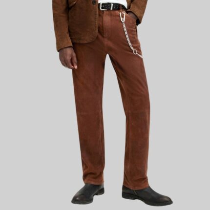 Mens-brown-suede-pants-front-view