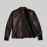 Men’s classic black leather outerwear-front view