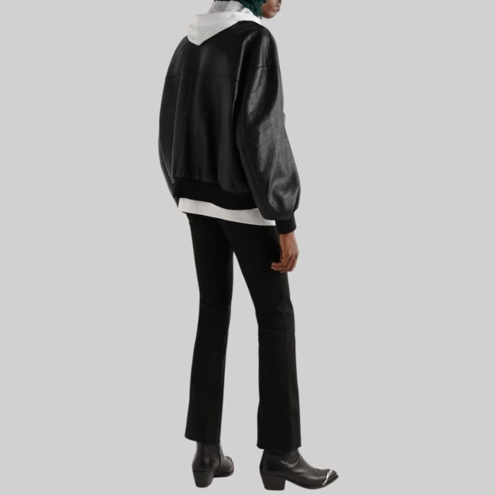 Men's leather aviator bomber jacket-side view