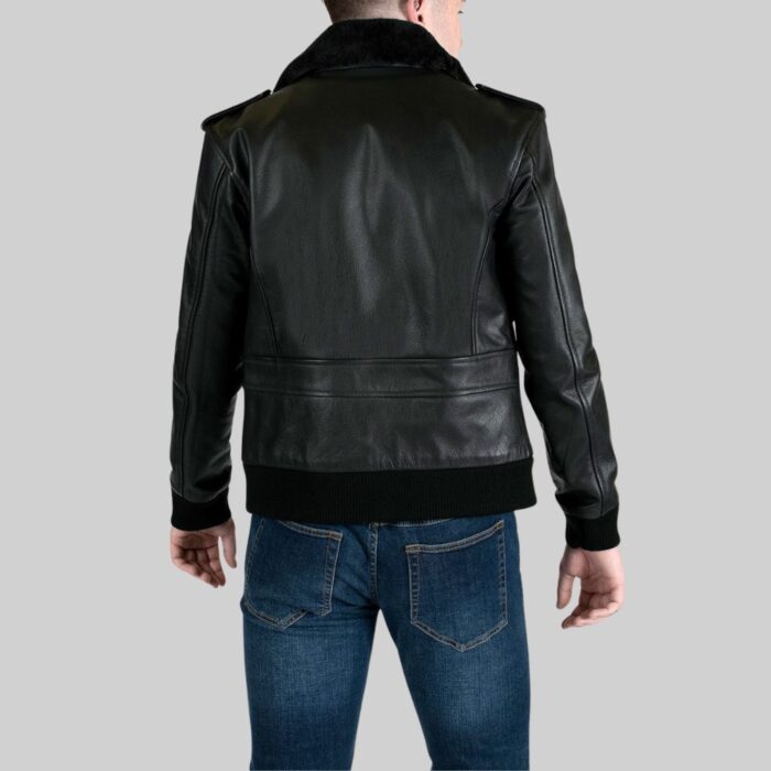 Men's leather aviator jacket-back view