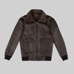 Men's leather bomber jacket-front view 1