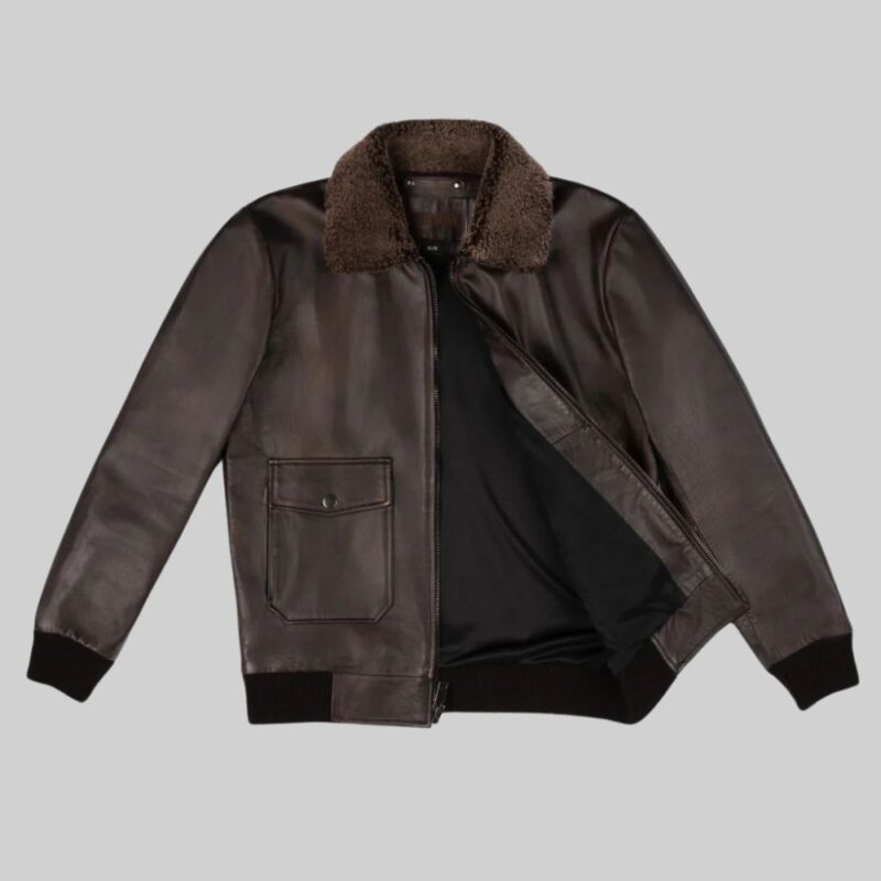 Men's leather bomber jacket-front view 2