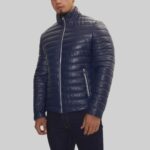 Navy-men-leather-puffer-jacket-side-view